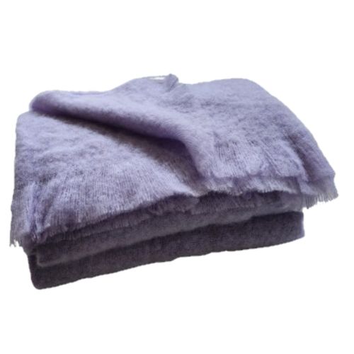 Couverture En 100 % Pure Mohair 320g/m2 - 240x220 Cm - Gris Clair