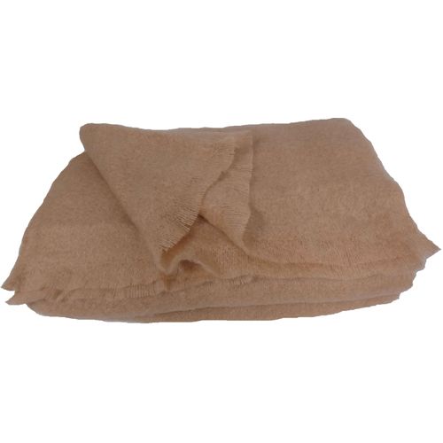 Plaid En Laine Mohair Très Douce - 130x180 Cm - Marron Clair