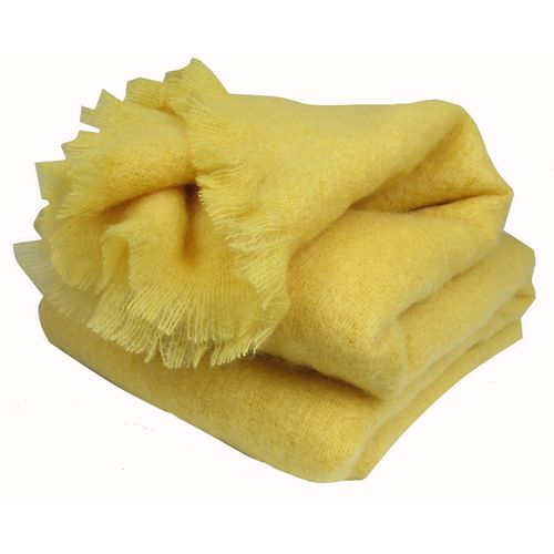 Plaid En Laine Mohair Très Douce - 130x180 Cm - Jaune Soleil