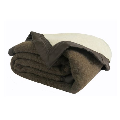 Couverture Pure Laine Vierge 600g/m2 Bicolore - 240x260 Cm - Marron Chocolat