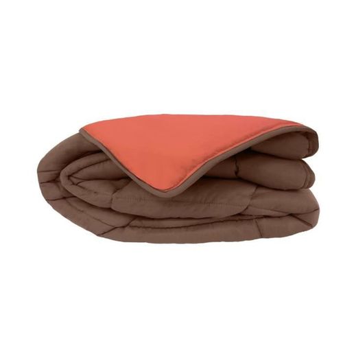 Couette Chaude En Microfibre 220x240 Cm Chocolat Et Corail