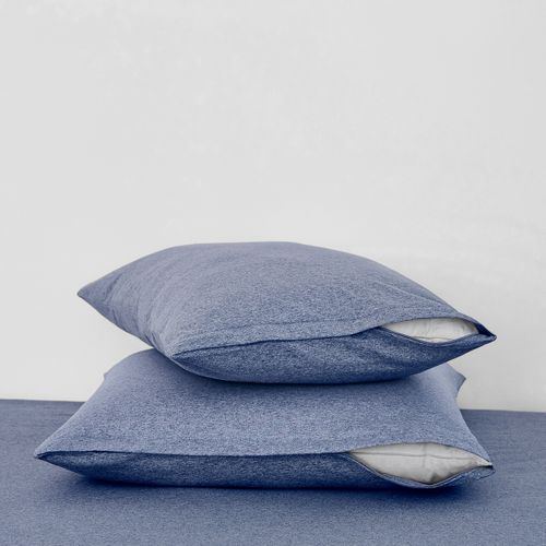 Lot De 2 Protège Oreiller 2 En 1 Bleu 50 X 70 Cm Bleu Clair