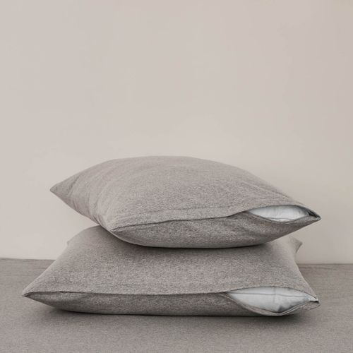 Lot De 2 Protège Oreiller 2 En 1 Gris 65 X 65 Cm Gris Clair