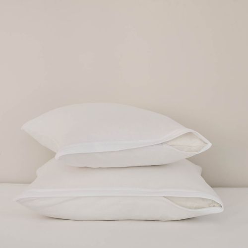 Lot De 2 Protège Oreiller Jersey De Coton 65 X 65 Cm Blanc