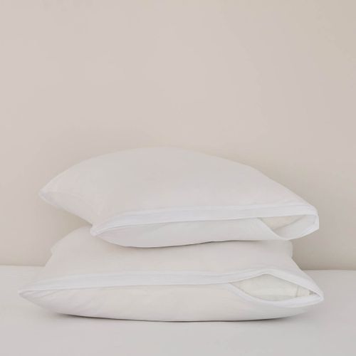 Lot De 2 Protège Oreiller Tencel Mesh 65 X 65 Cm Blanc