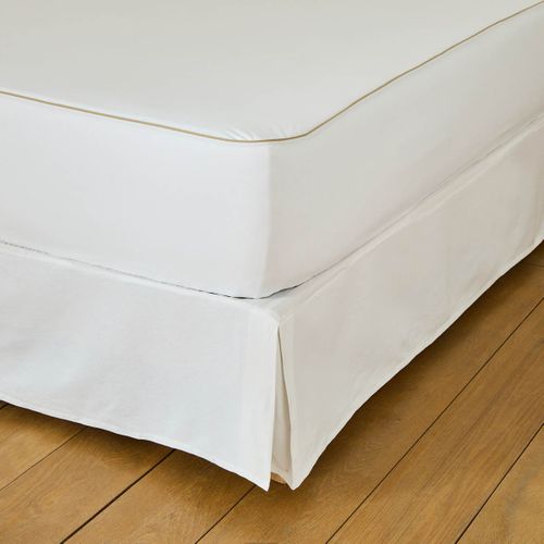 Protège Matelas Coton Imperméable - Passepoil Beige 180 X 200 Cm Blanc