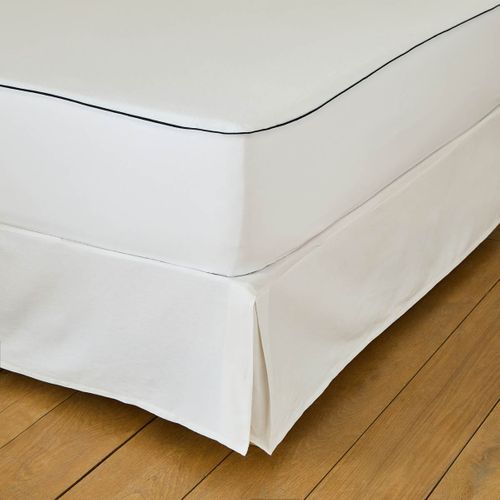 Protège Matelas Molleton Absorbant - Passepoil Marine 180 X 200 Cm Blanc