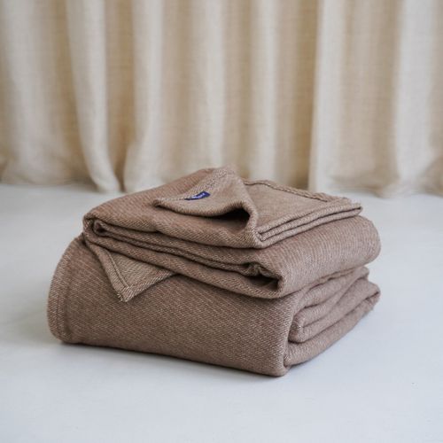 Couverture Coton Et Mérinos - Marron 240 X 260 Cm Marron