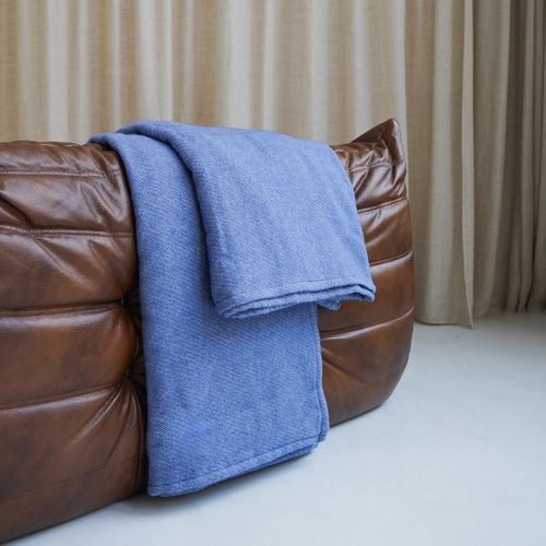 Couverture Coton Et Mérinos - Bleu 260 X 240 Cm Bleu Clair