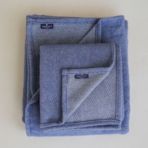 Couverture Coton Et Mérinos - Bleu 260 X 240 Cm Bleu Clair