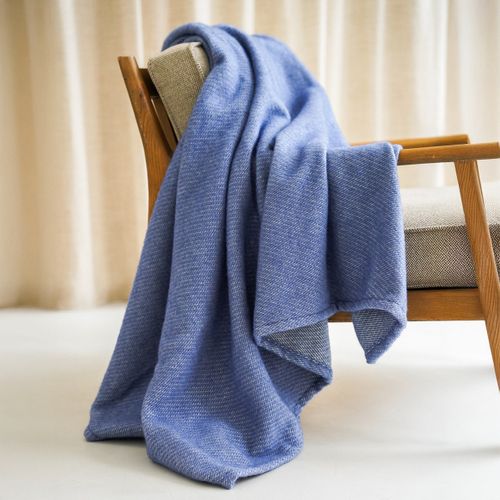Plaid Coton Et Mérinos - Bleu 120 X 170 Cm Bleu Clair
