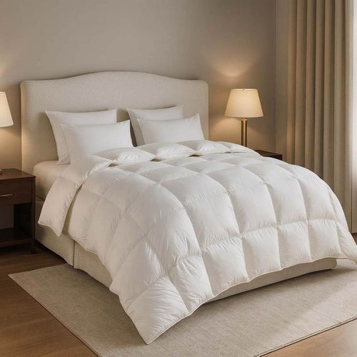 Couette Luxueuse - 80% Duvet - Tempérée 140 X 200 Cm Blanc