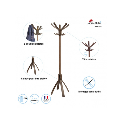 Porte Manteau Café Bois Fonçé