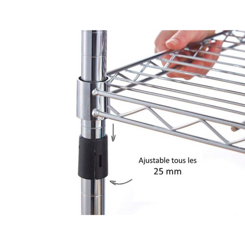 Étagère 5 Tablettes Métal Chromé 90 Cm