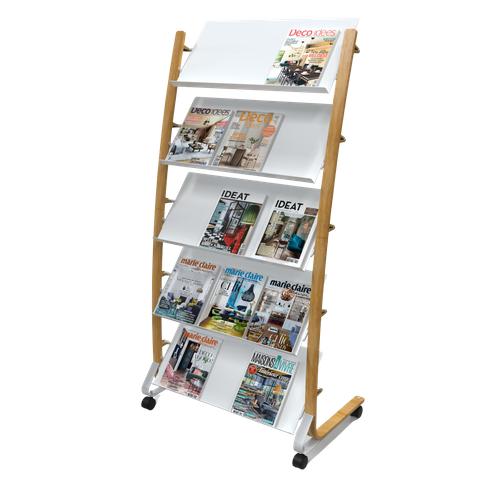 Présentoir Mobile Grand Modele Sur Roulettes En Bois