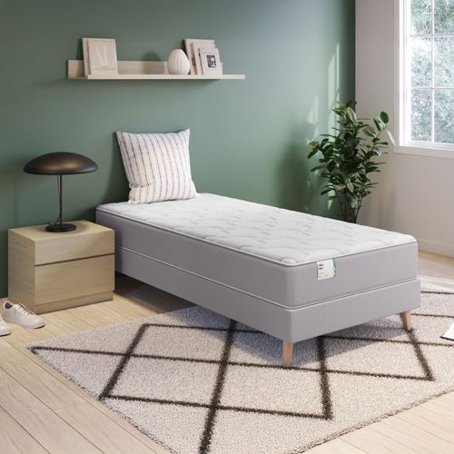 Ensemble L'OPTIMAL 90x200 cm Matelas Ressort Ensachés H22cm, Ferme, Sommier
