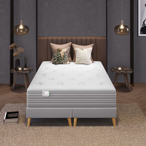 Ensemble L'ELEGANT 160x200 cm Matelas Ressort Ensachés H30cm, Ferme, 2 Sommiers