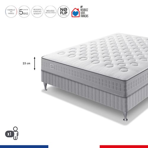 Ensemble Initial 160x200, Matelas Ressorts Ensachés, Ferme, H23 + sommier + 2 Oreillers