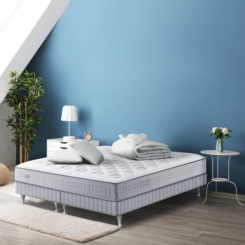 Ensemble Initial 180x200, Som2x90x200 Ressorts Ensachés, Ferme, H23 + 2 Oreillers + Couette