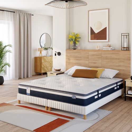 Matelas hybride 200x200 cm avec mémoire de forme SOLSTICE ép.32 cm