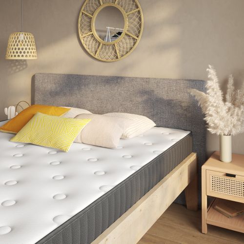 Tête de lit grise L.180 cm SIMMONS ETOFFE