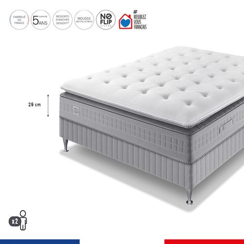 Matelas Ressort ensachés 140x200cm EXTENSION Ferme, H29 +  2 Oreillers + couette