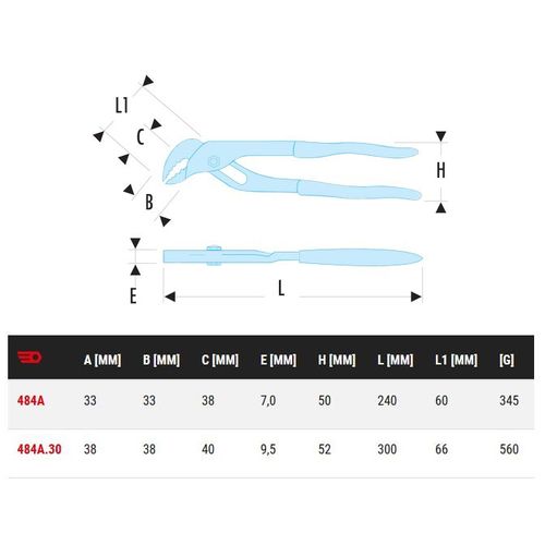 Pince Multiprise à Branches Entrepassées 24cm - Facom - 484a
