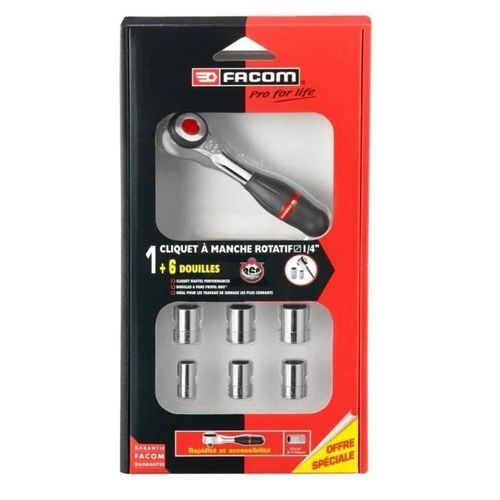 Cliquet 3/8 à Manche Rotatif 360° Facom - J.360packpb (livré Avec 7 Douilles)