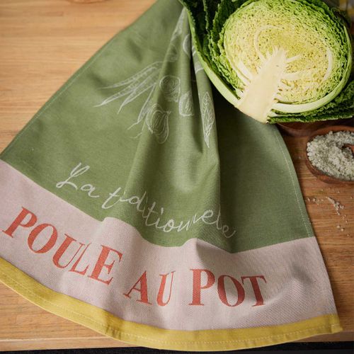 Torchon Imprimé En Coton Blanc 50x75cm