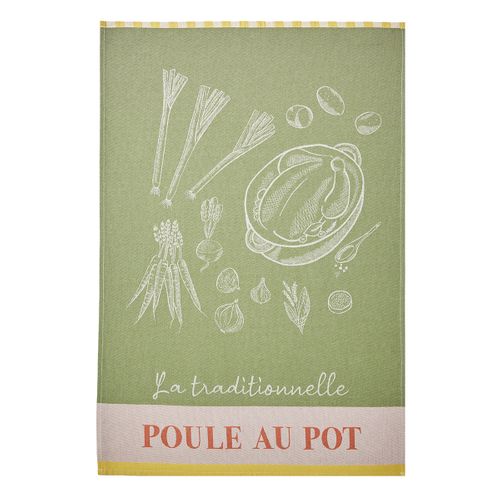 Torchon Imprimé En Coton Blanc 50x75cm