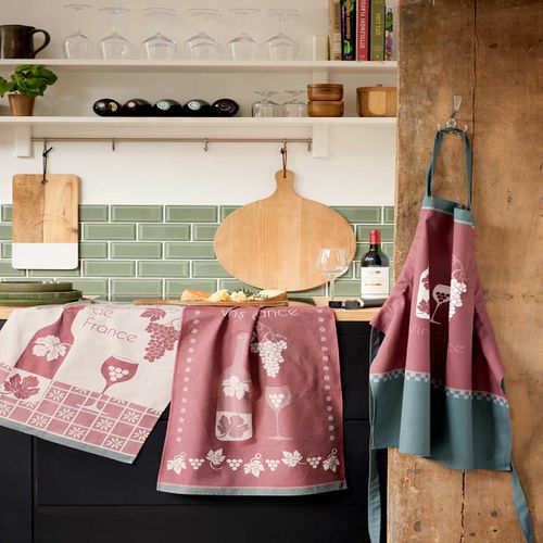 Torchon Imprimé En Coton Bordeaux 50x75