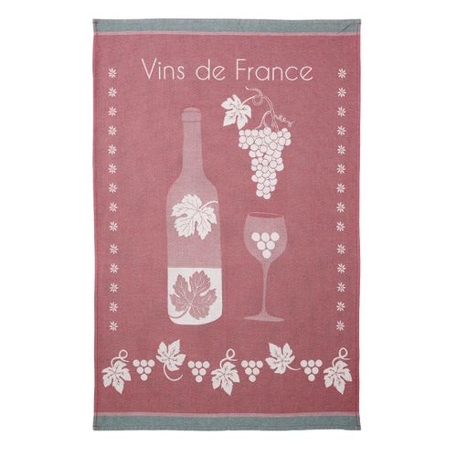 Torchon Imprimé En Coton Bordeaux 50x75