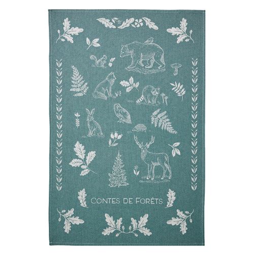 Torchon Imprimé En Coton Blanc 50x75cm