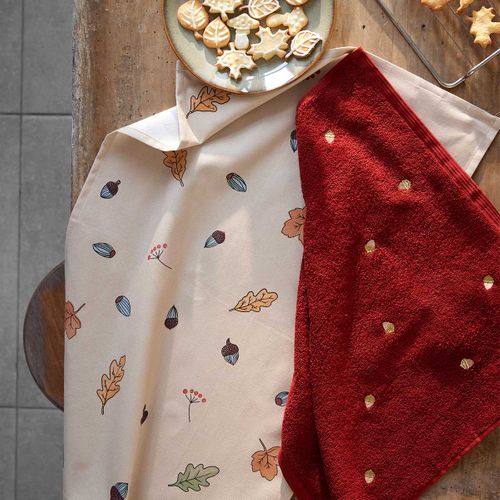 Torchon Imprimé En Coton Marron 50x75cm