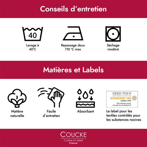 Torchon Imprimé En Coton Marron 50x75cm