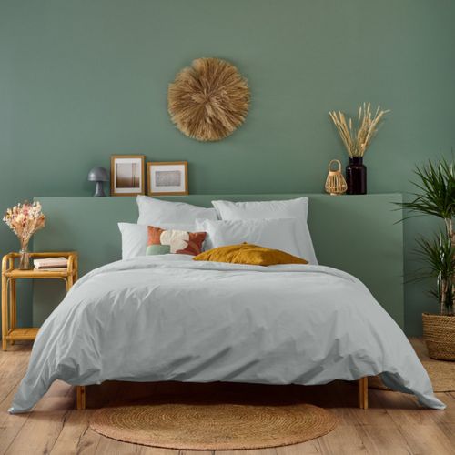 Housse De Couette 220x240cm Parure Gris Clair Coton