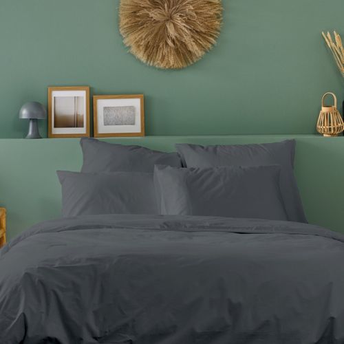 Parure 140x200cm 1 Personne Percale - Anthracite