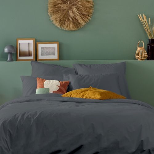 Parure 140x200cm 1 Personne Percale - Anthracite