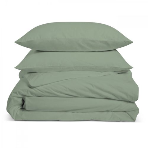 Parure De Lit Unie 2 Personnes 240x260cm Percale Sauge