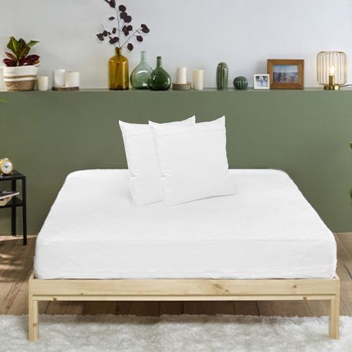 Pack Anti-punaises De Lit Protège-matelas 140x190cm + 2 Protège Oreillers 63x63cm Imperméables
