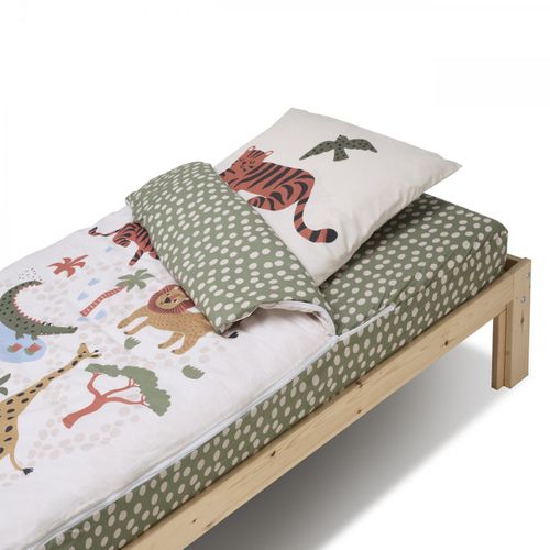 Caradou® Parure De Lit Enfant 90x190cm Avec Couette Motif Jungle