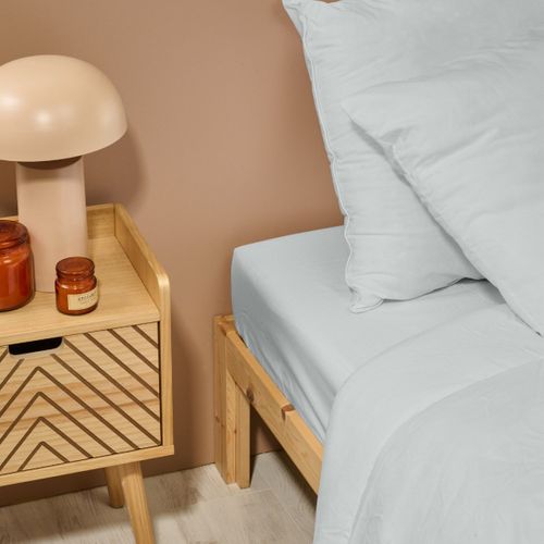 Drap Housse Uni 160x200cm Percale Gris Clair