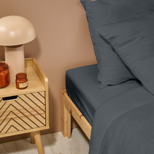 Drap Housse Uni 180x200cm Percale Anthracite