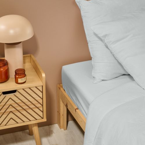 Drap Housse Uni 180x200cm Percale Gris Clair