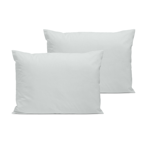 Lot De 2 Taies D'oreiller Unies 50x75cm Percale Gris Clair