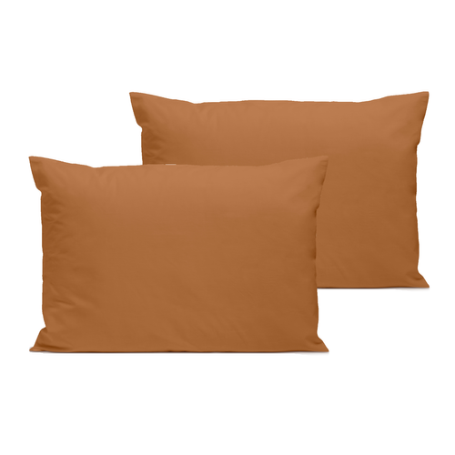 Lot De 2 Taies D'oreiller Unies 50x75cm Percale Terracotta