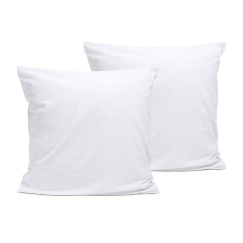 Lot De 2 Taies D'oreiller Unies 65x65cm Percale Blanc