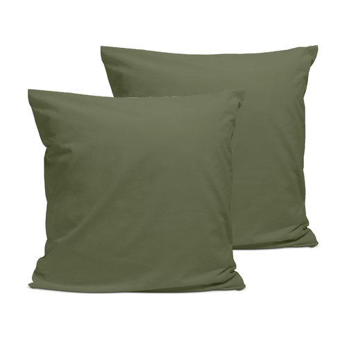 Lot De 2 Taies D'oreiller Unies 65x65cm Percale Kaki