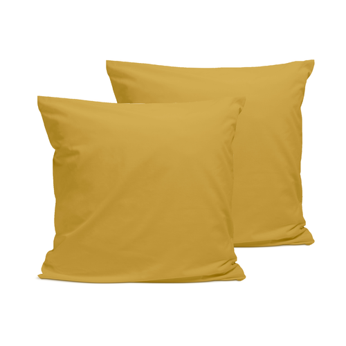 Lot De 2 Taies D'oreiller Unies 65x65cm Percale Moutarde