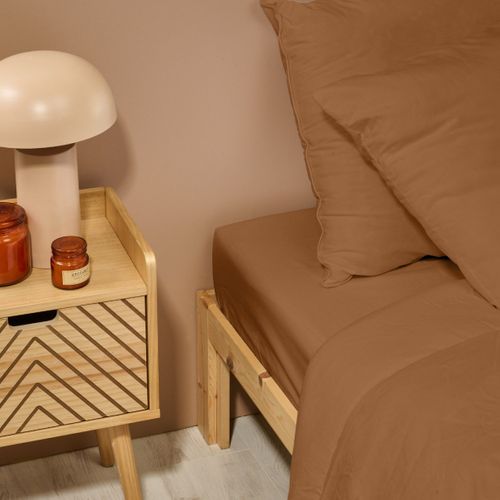Drap Housse Uni 140x190cm Percale Terracotta